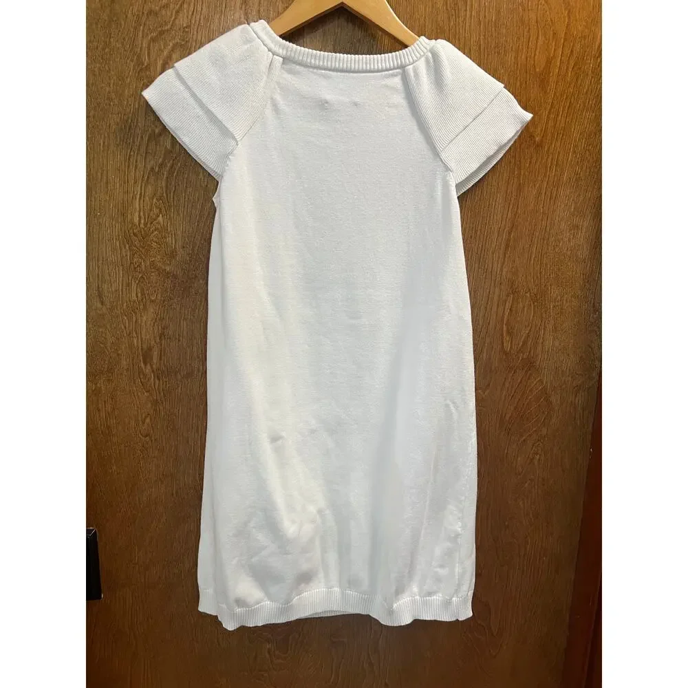 Milly Minis Girl's White Knit Short Sleeve Sweater Dress sze 12